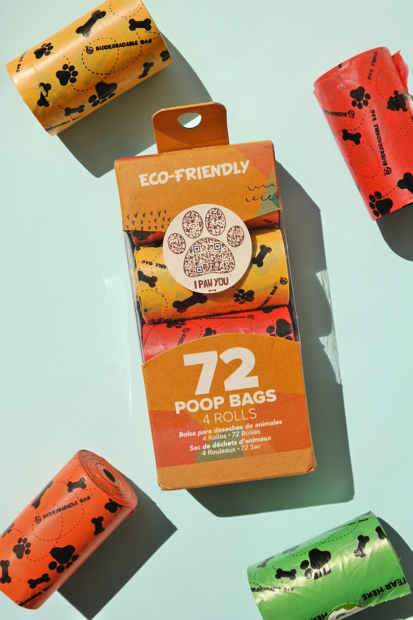 Eco-Friendly Dog Poo Bags - 4 Rolls as 72 Count | Strong, Colorful & Sustainable